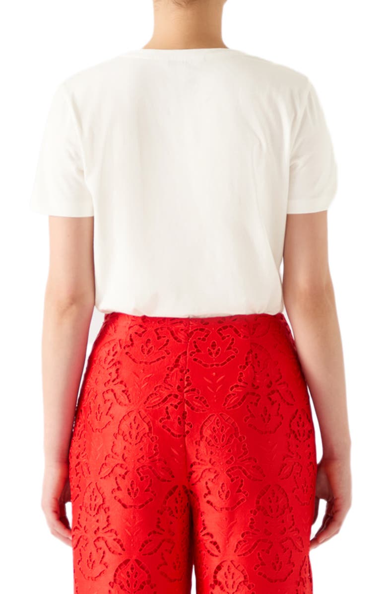 LK Bennett Hallly Frill Pocket Cotton T-Shirt, Alternate, color, Ivory