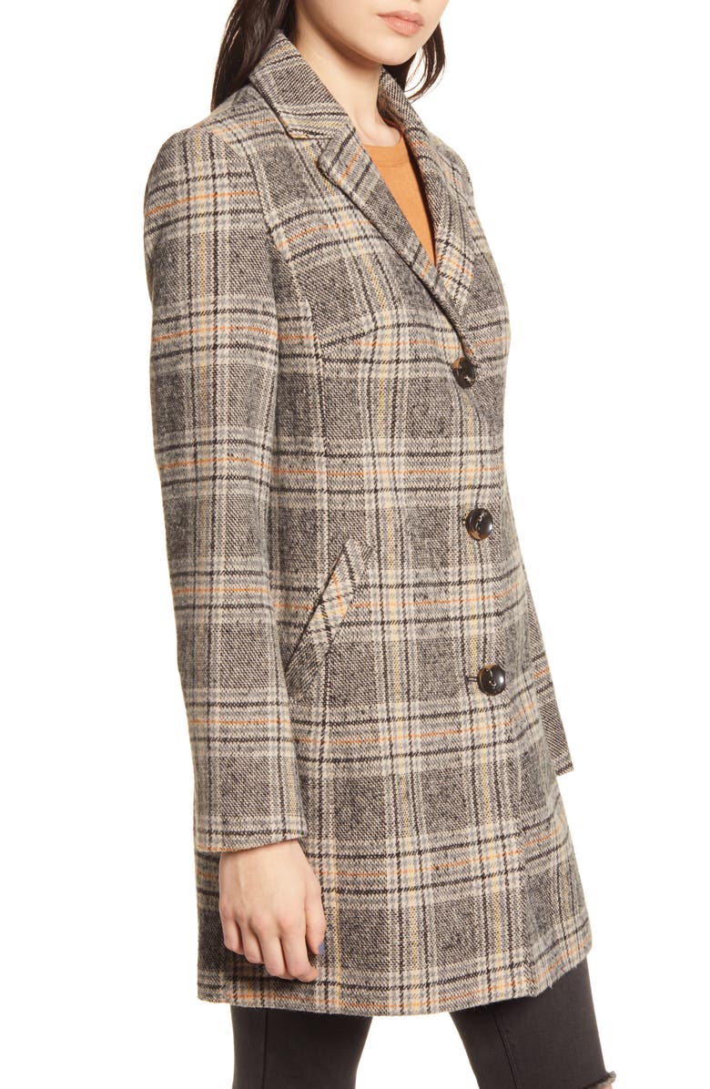Maralyn & Me Plaid Button Front Coat, Alternate, color,