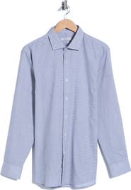 Perry Ellis Parallel Textured Twill Button-Up Shirt