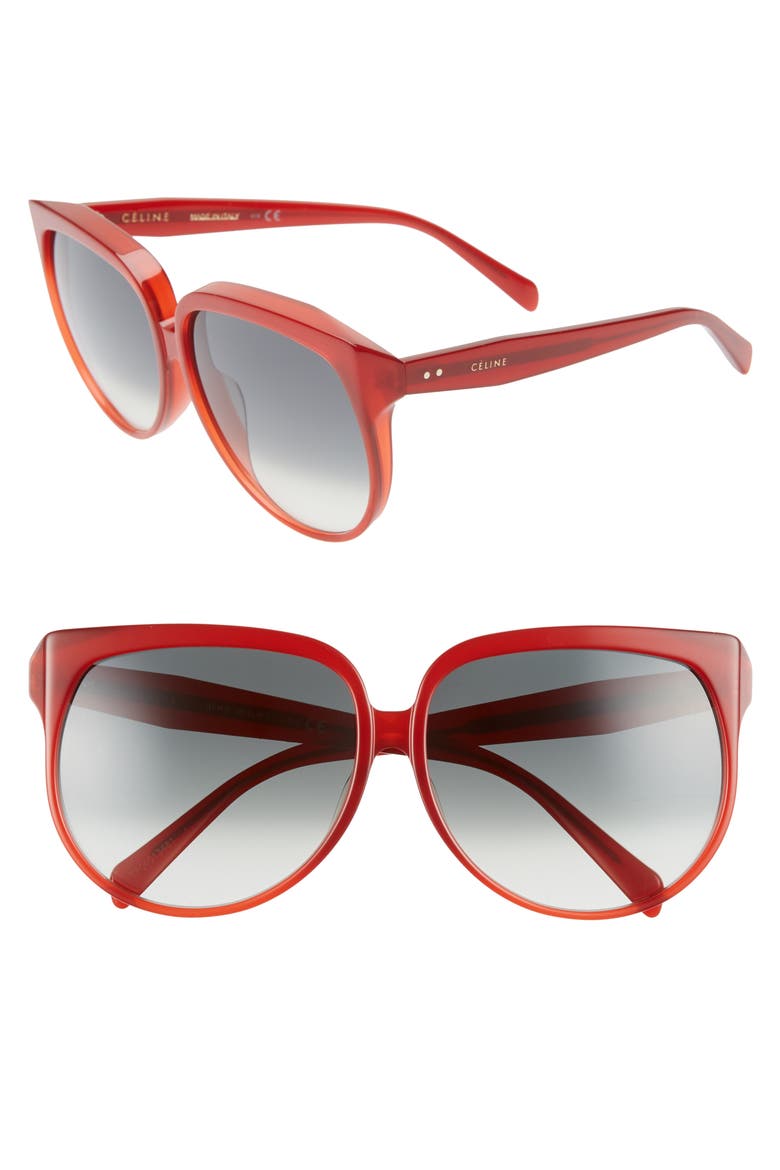 63mm Oversize Cat Eye Sunglasses, Main, color, MILK RED/ GREEN GRADIENT
