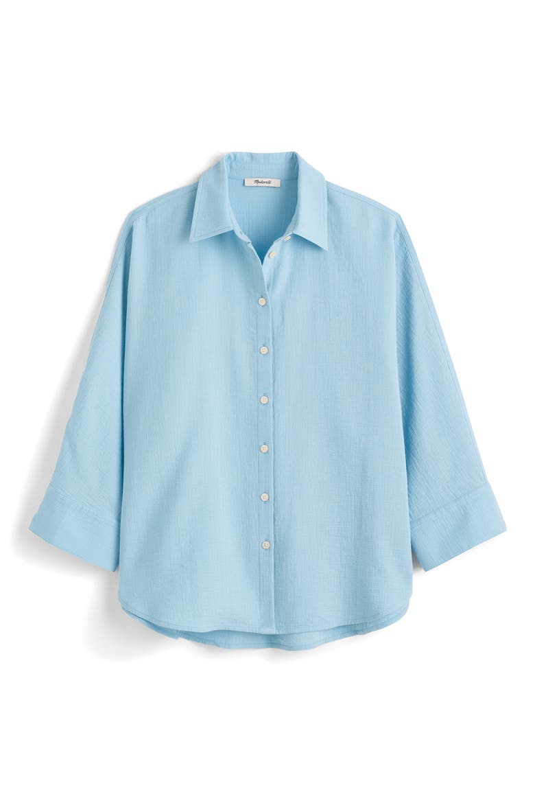 Cotton Double Gauze Oversize Shirt, Alternate, color, LIGHT POOL