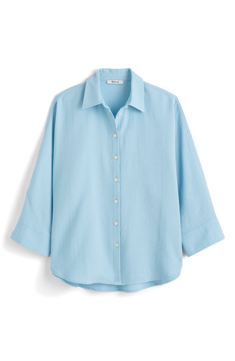 Madewell Cotton Double Gauze Oversize Shirt, Alternate, color, Light Pool