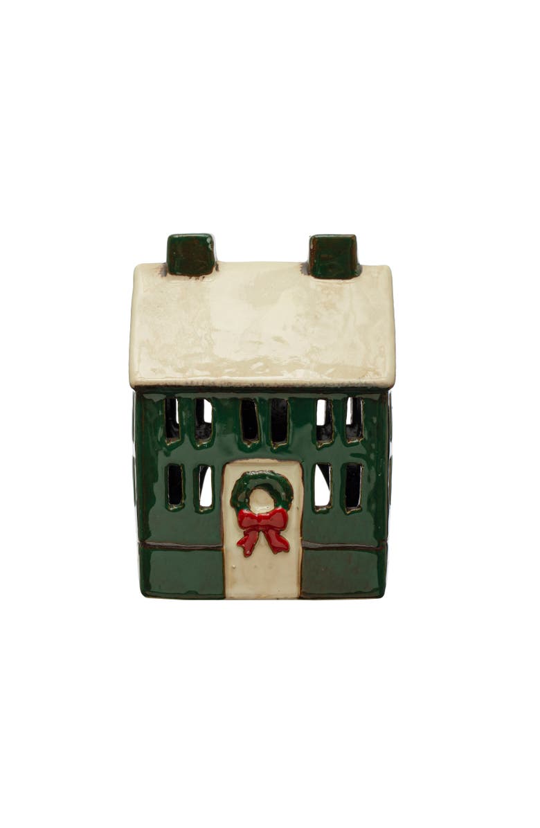 Storied Home Hand-Painted Stoneware House, Reactive Glaze, Main, color, 