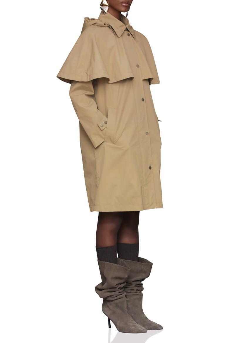 Hooded Cape Raincoat, Alternate, color, WHEAT
