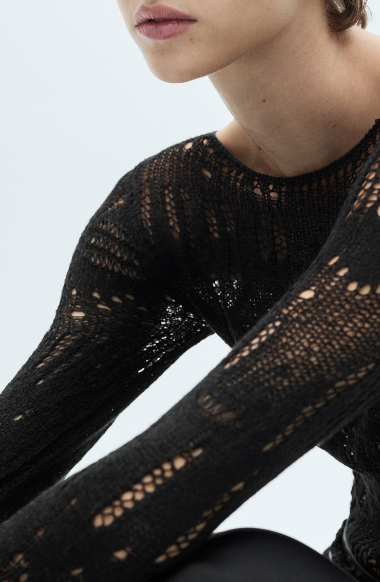 MANGO Open Stitch Ballet Neck Sweater, Alternate, color, 
