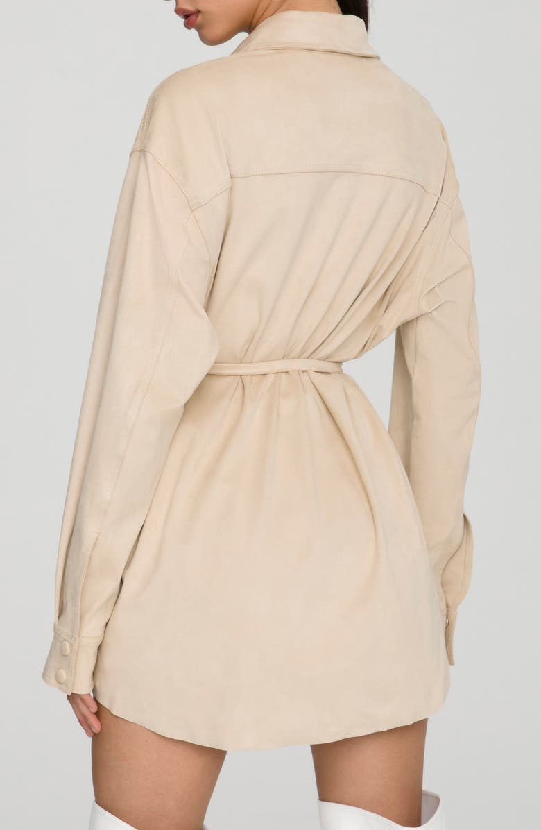 Good American Belted Shirt Jacket, Alternate, color, Taupe001