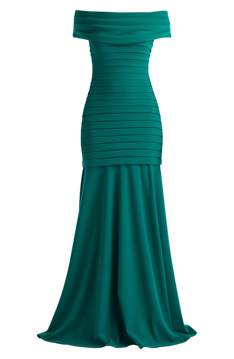 Tadashi Shoji Pleated Off the Shoulder Mermaid Gown, Alternate, color, 