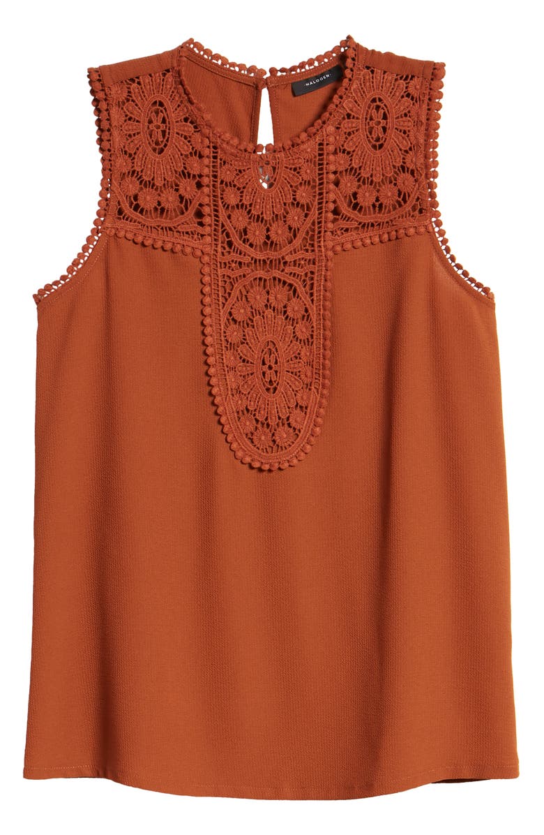 Halogen<sup>®</sup> Lace & Crepe Top, Alternate, color,