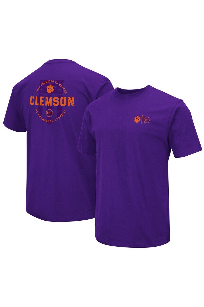 Men's Colosseum Purple Clemson Tigers OHT Military Appreciation T-Shirt, Main, color, Purple