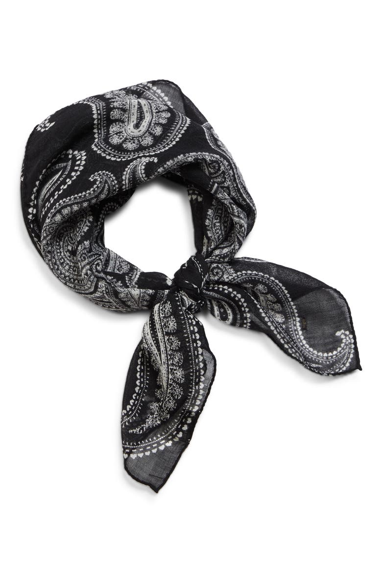 Bandana Paisley Wool Scarf, Alternate, color, BLACK/ IVORY