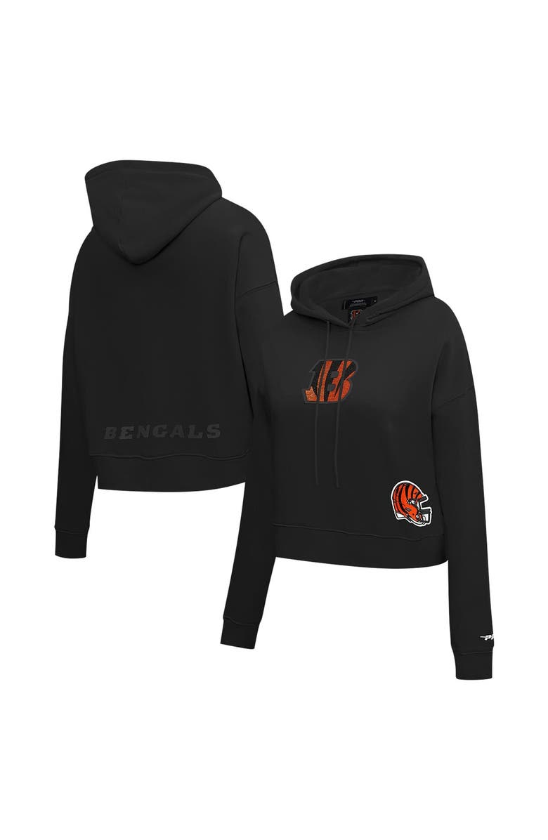 PRO STANDARD Women's Pro Standard Black Cincinnati Bengals Jeweled Cropped Pullover Hoodie, Alternate, color,