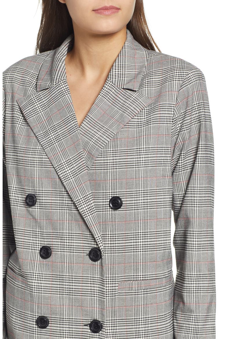 Double Breasted Jacket, Alternate, color, CANDY PINK PLAIDDNU