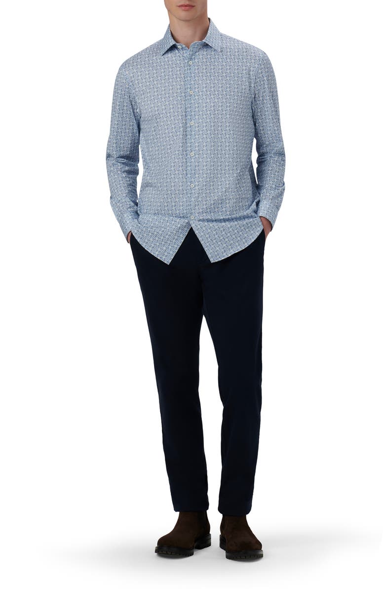 Bugatchi James OoohCotton<sup
®</sup
 Geometric Print Button-Up Shirt, Alternate, color, Air Blue