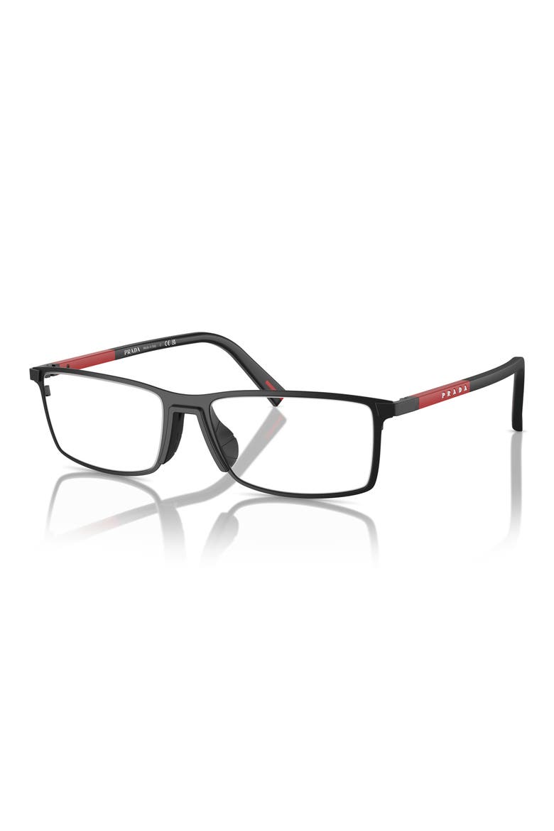 55mm Rectangular Optical Glasses, Alternate, color, MATTE BLACK