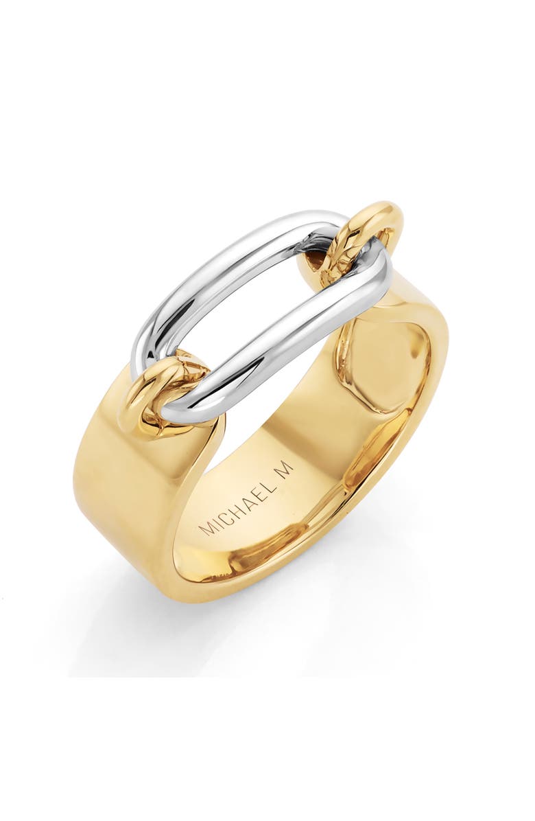 Michael M Luxe Link Two Tone Ring, Alternate, color, Yellow And White Gold