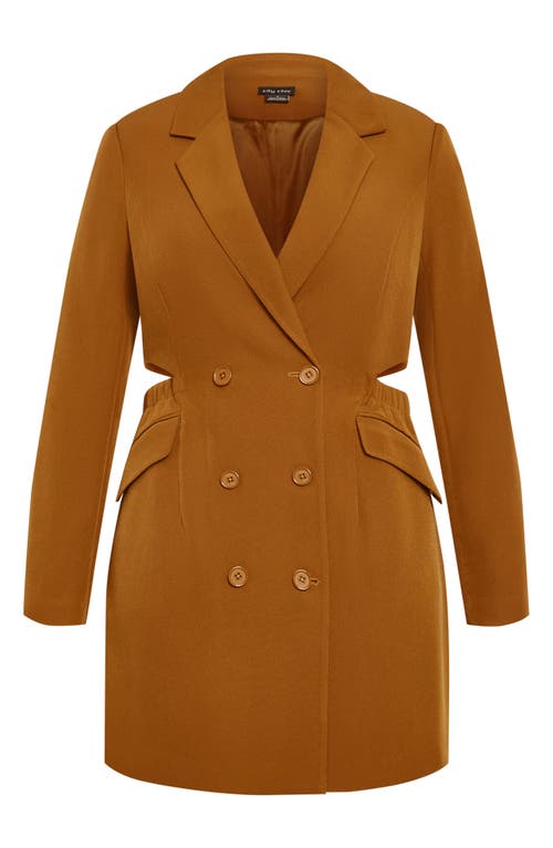 City Chic Marrie Side Cut Out Blazer Dress In Brown