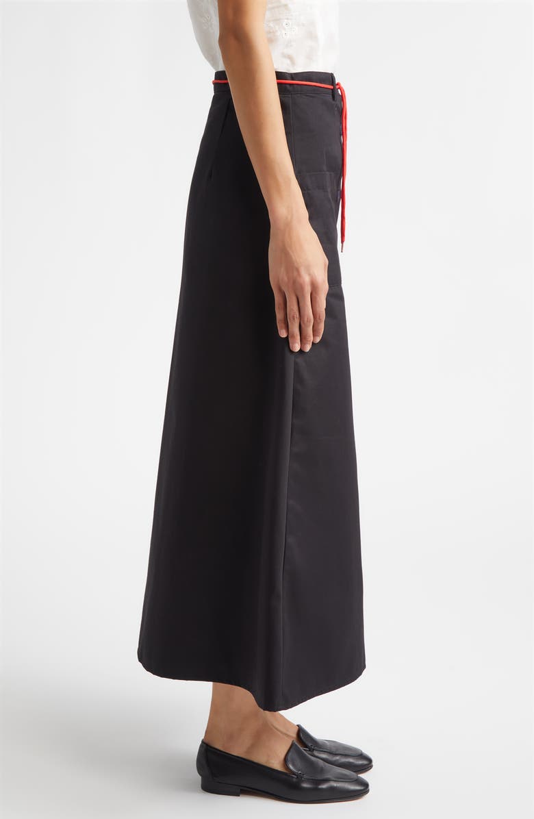 KÚR Shoelace Patch Pocket Cotton A-Line Midi Skirt, Alternate, color,