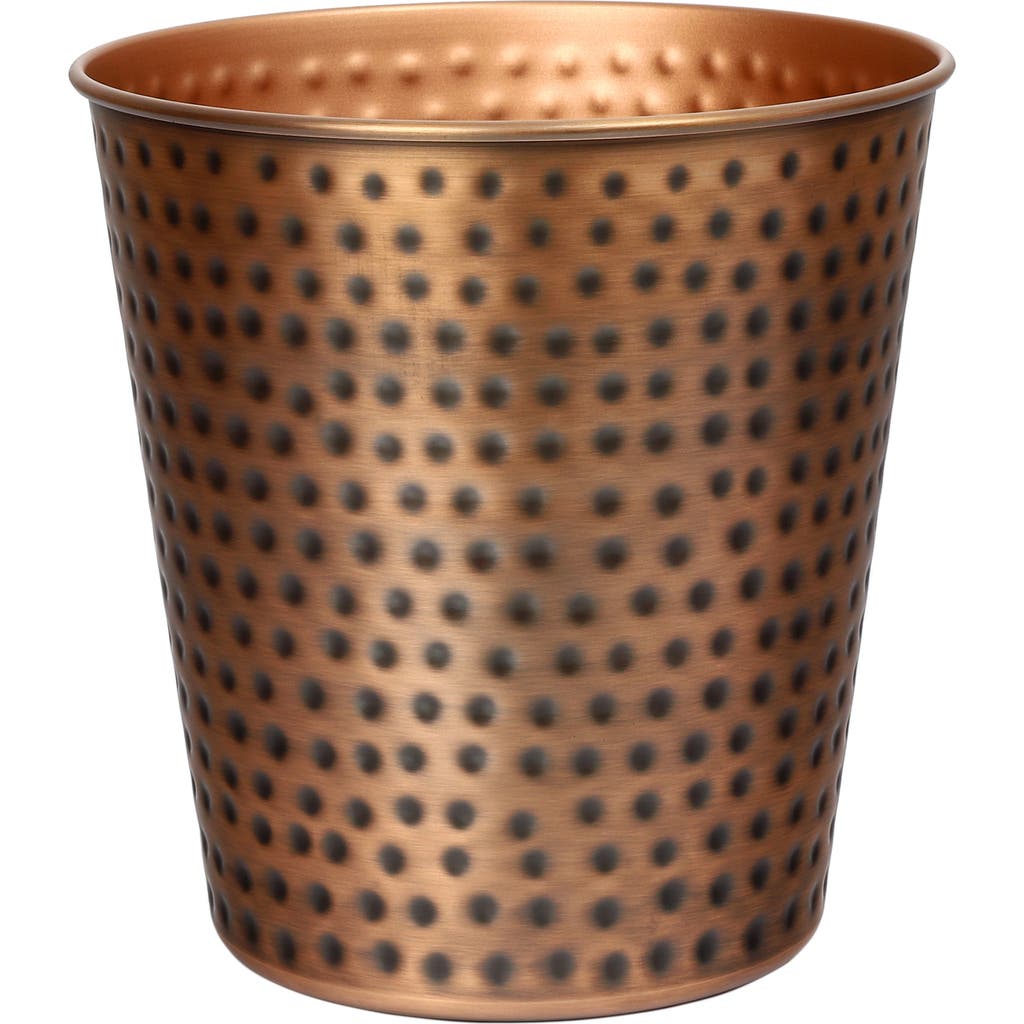 Happimess Axel Modern Minimalist Hammered Steel 2-gallon Wastebasket In Brown