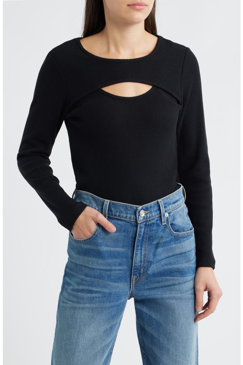 Cutout Rib Top, Main, color, BLACK