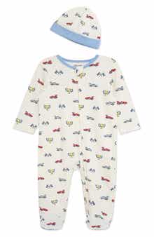 Little Me Racing Cotton Footie & Hat Set