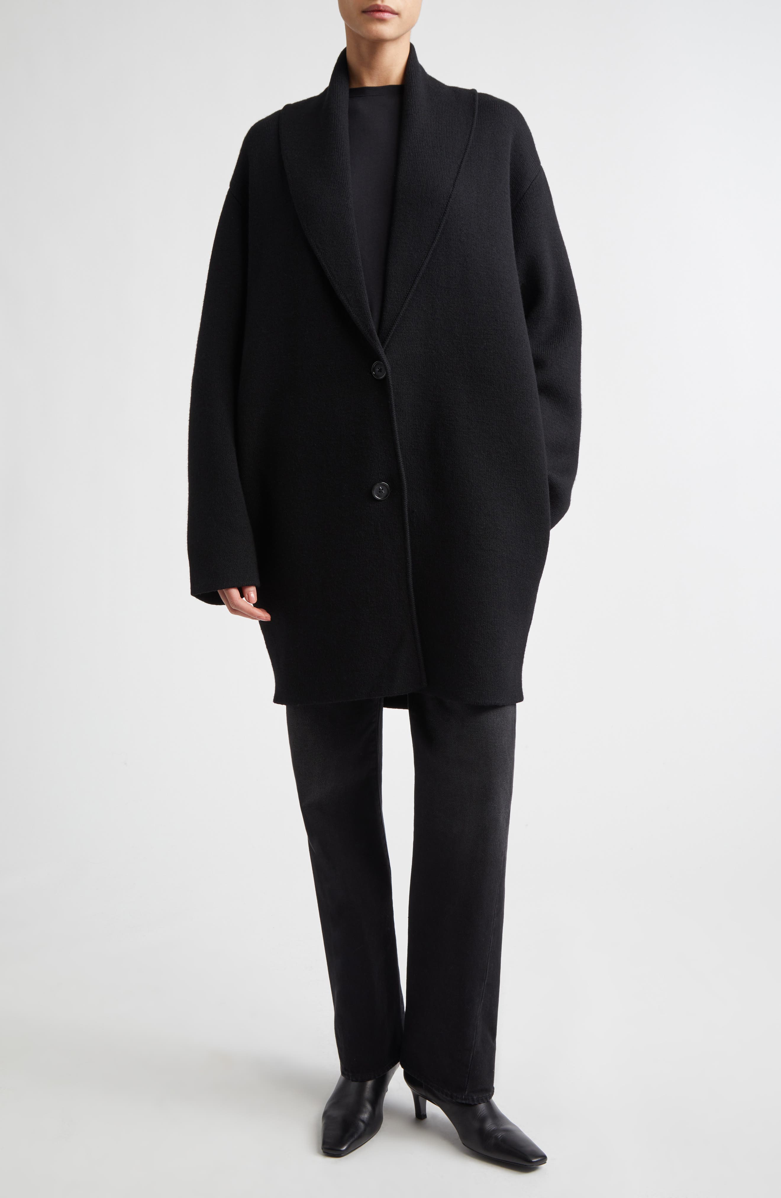Belted Shawl Collar Wool Cardigan - image 2