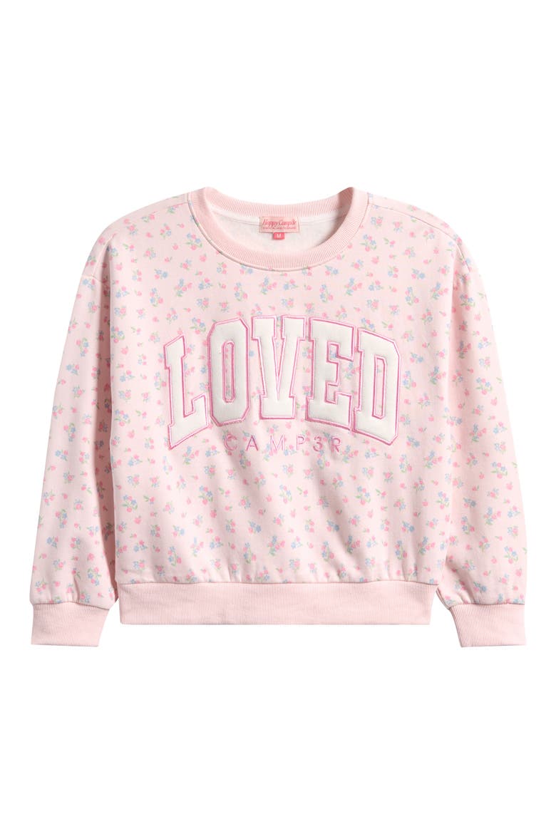 Kids' Forever Loved Crewneck Sweatshirt, Main, color, BABY PINK