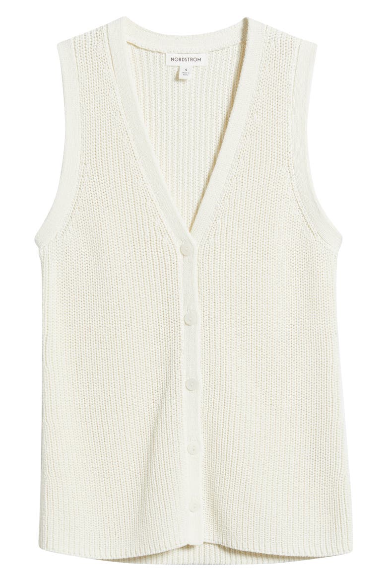 Button Front Cotton Blend Sweater Vest, Alternate, color, IVORY TOFU