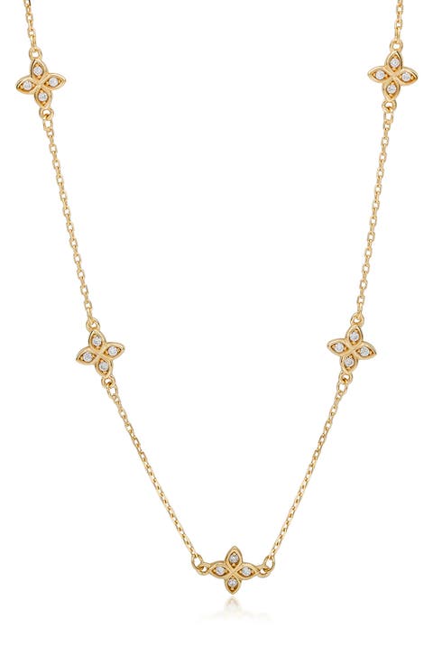 Cubic Zirconia Flower Station Necklace