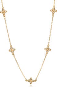 SUZY LEVIAN Cubic Zirconia Flower Station Necklace