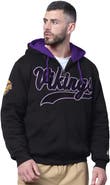 STARTER Men's Starter Black Minnesota Vikings Big Shot Full-Zip Double Hoodie