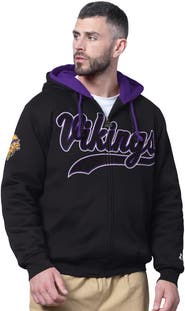 STARTER Men's Starter Black Minnesota Vikings Big Shot Full-Zip Double Hoodie