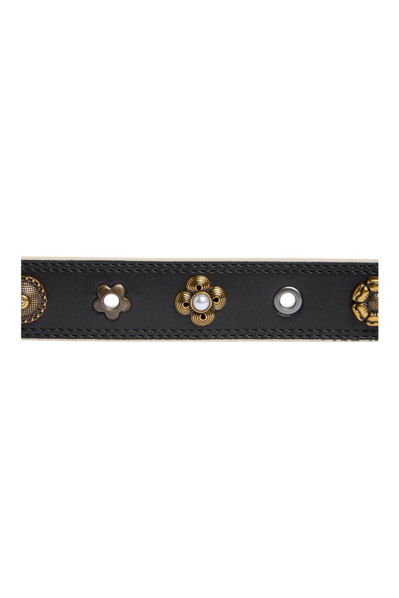 Charm Stud Leather Belt, Alternate, color, BLACK MULTI/ ANTIQUE BRASS