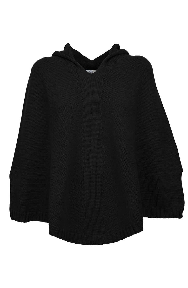 Monticelli Cashmere Pure Cashmere Hooded Poncho, Main, color, Black