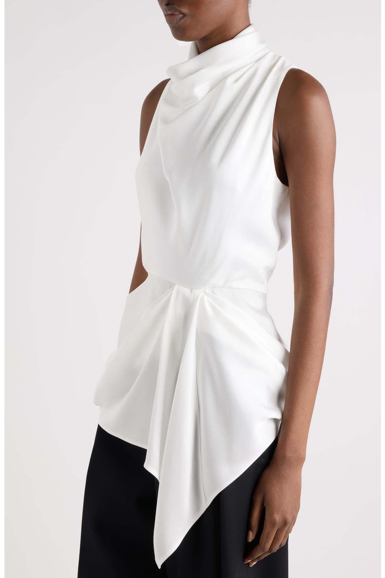 Draped Sleeveless Silk Top, Alternate, color, OFF WHITE