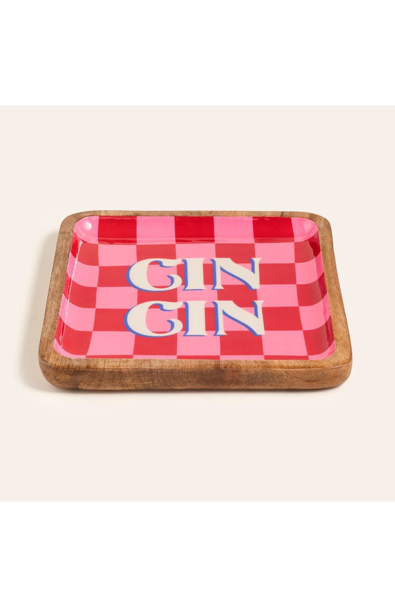 Zsa Zsa Zsu Lakri Mango Wood Tray 10X10 In, Alternate, color, Pink