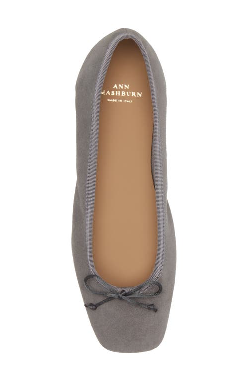 Ann Mashburn Square Toe Ballet Flat In Mid Grey Suede