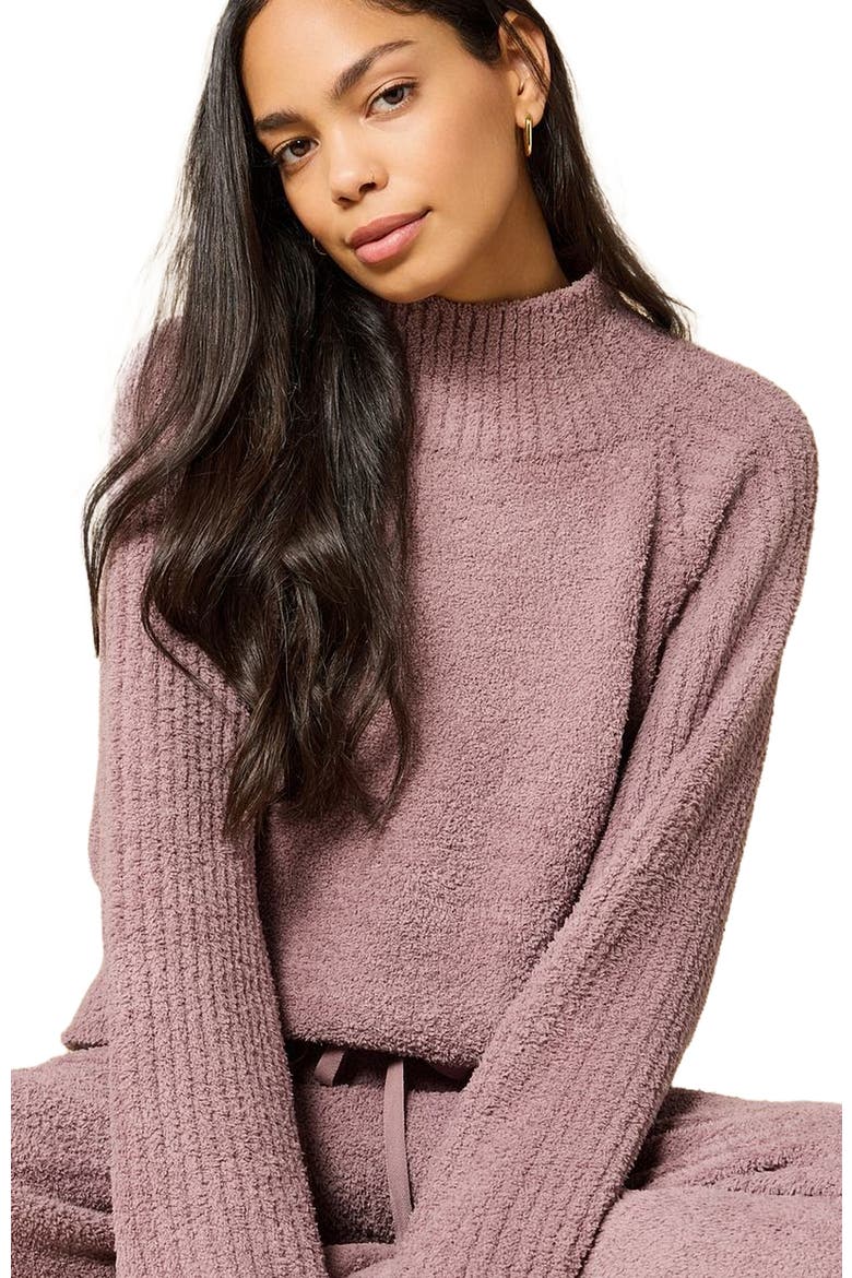 Solid Marshmallow Rib Mock Neck with Long Pant, Alternate, color, Driftwood