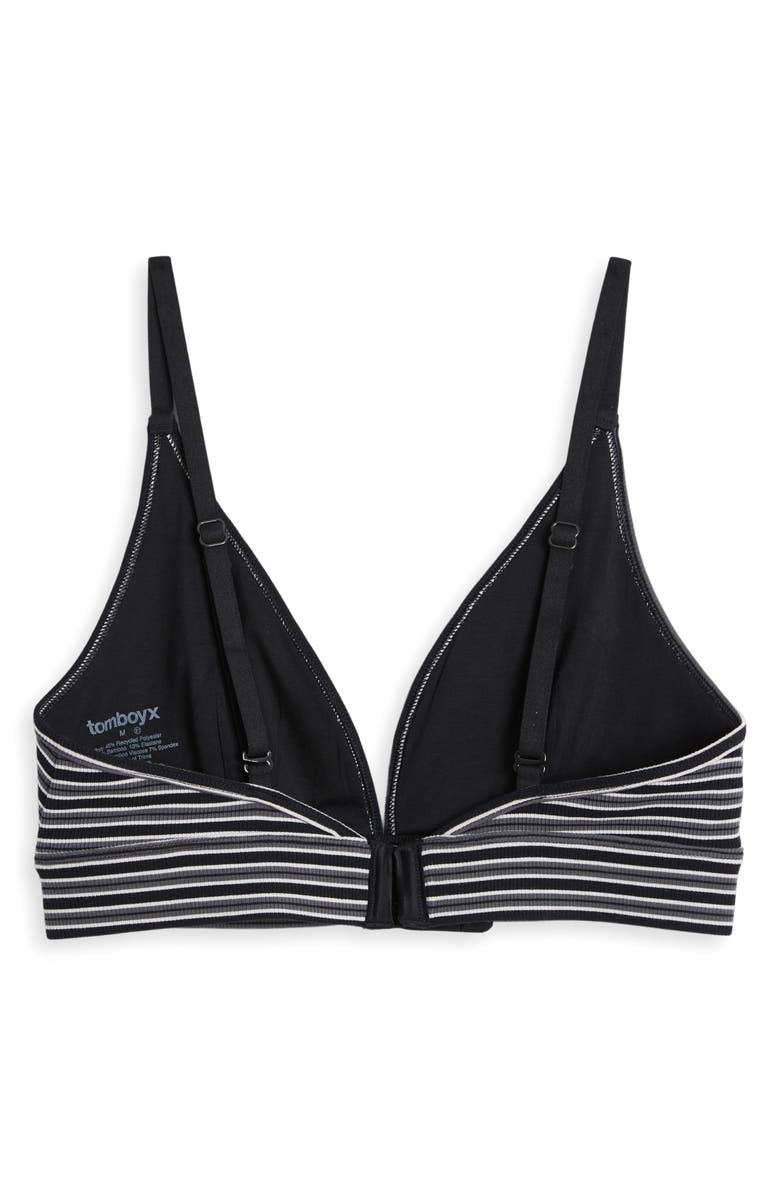 TomboyX Rib Triangle Bralette, Alternate, color, Icy Stripe