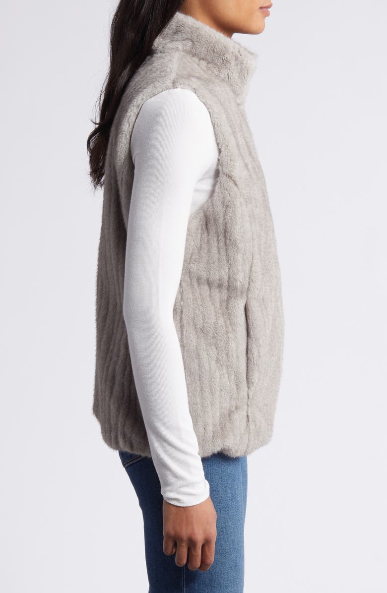 Via Spiga Reversible Faux Fur Vest, Alternate, color, Light Grey