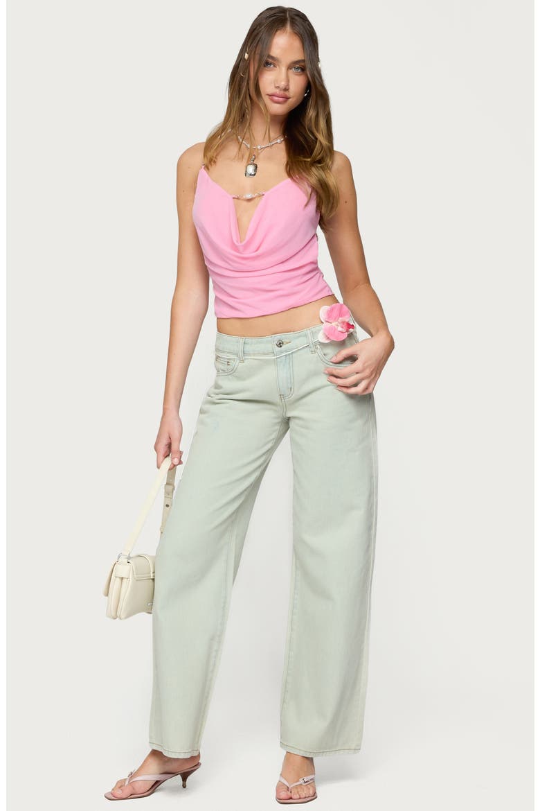 Beaded Cowl Neck Crop Top, Alternate, color, PINK