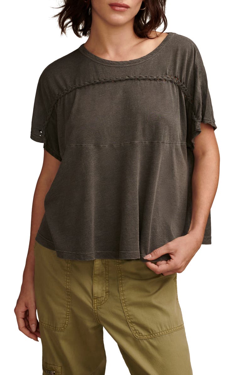 Lucky Brand Braided Dolman Sleeve T-Shirt, Main, color, 