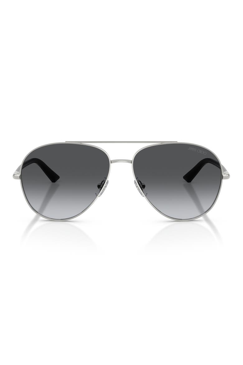 58mm Polarized Pilot Sunglasses, Main, color, SILVER / POLAR GRADIENT GREY
