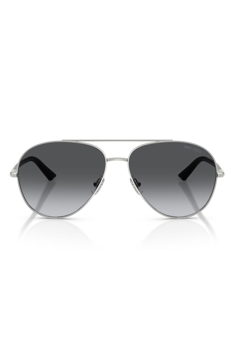 Jimmy Choo 58mm Polarized Pilot Sunglasses, Main, color, Silver / Polar Gradient Grey