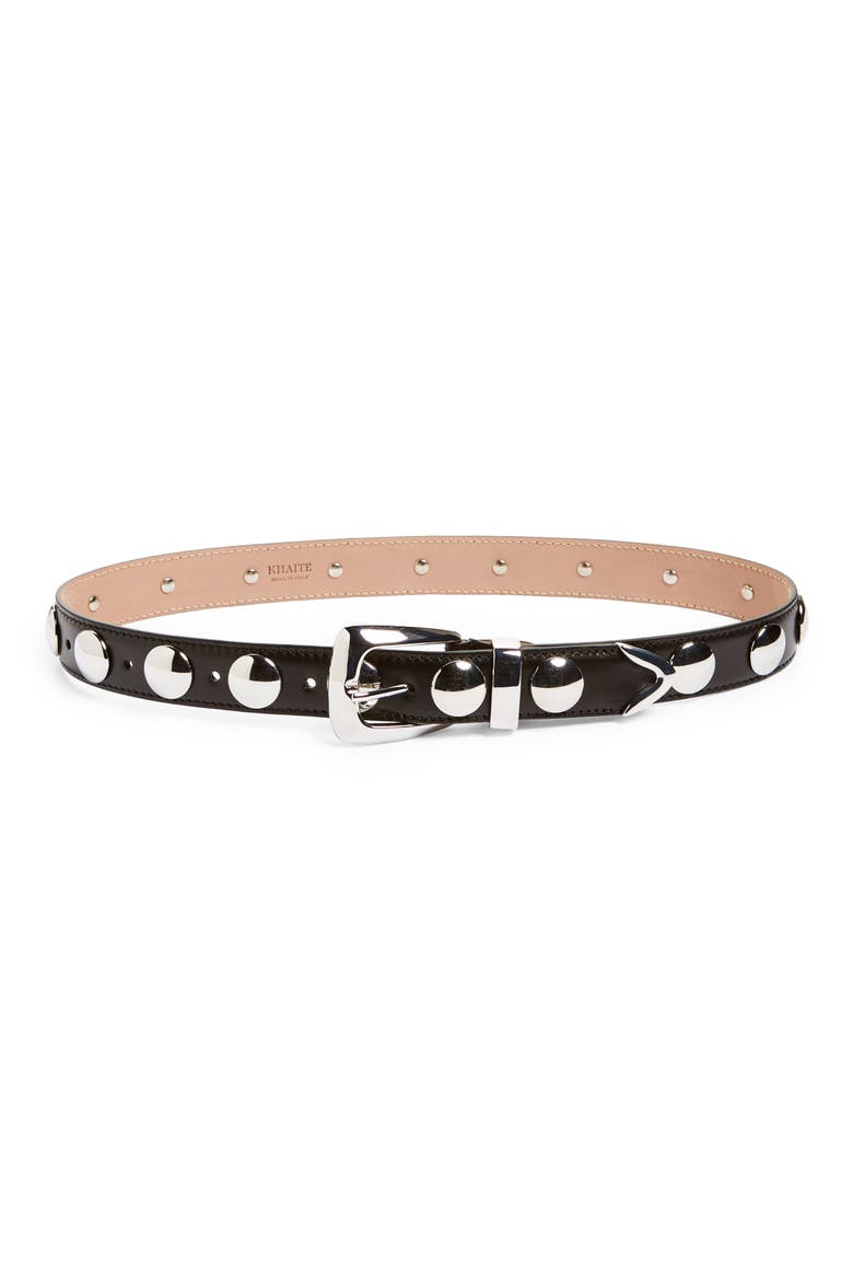 Benny Stud Patent Leather Belt, Main, color, BLACK 200