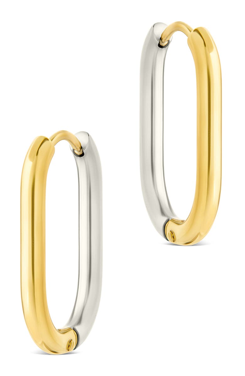 Sterling Forever Two Tone Oval Hoop Earrings, Alternate, color, Dual Tone