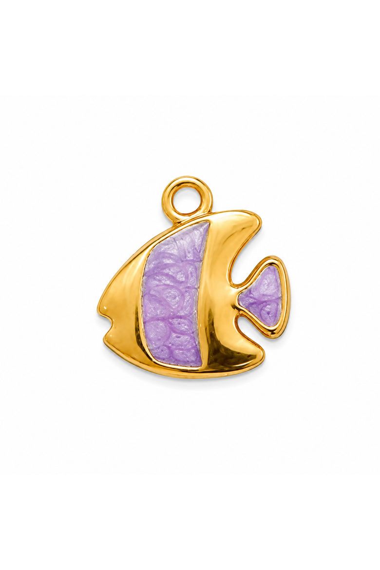 18K Yellow Gold Plated Marbled Acrylic Fish Charm, Main, color, Purple/Gold