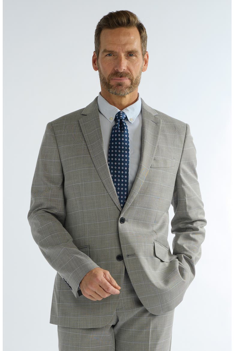 Hoxton Slim Fit Grey Windowpane Suit, Alternate, color, GREY