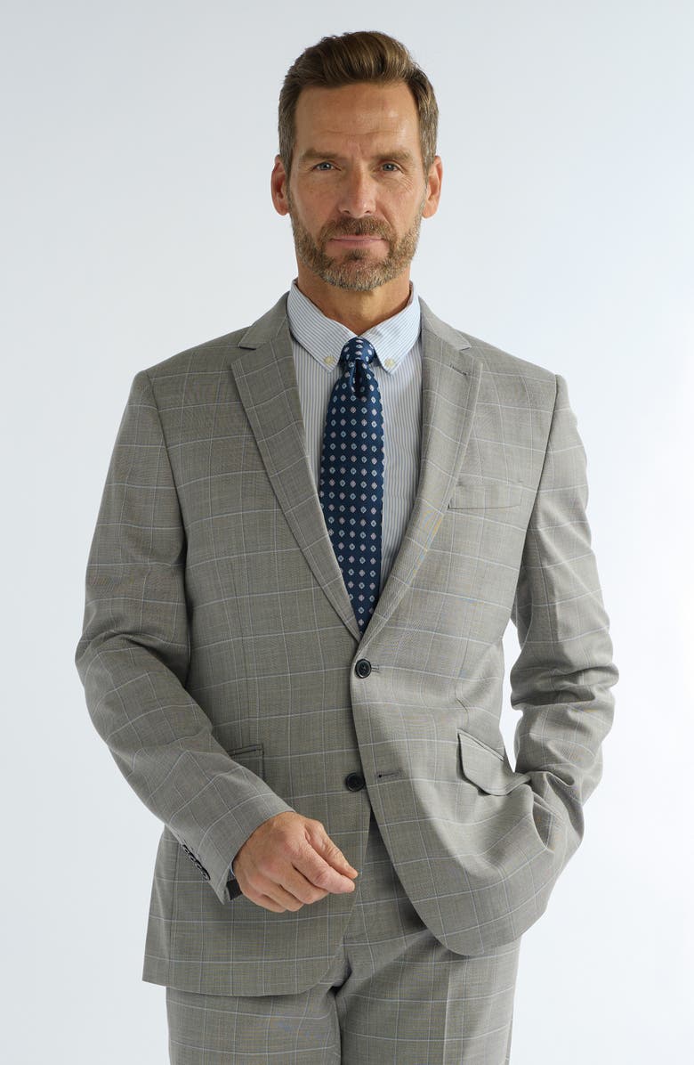 SAVILE ROW CO Hoxton Slim Fit Grey Windowpane Suit, Alternate, color, Grey