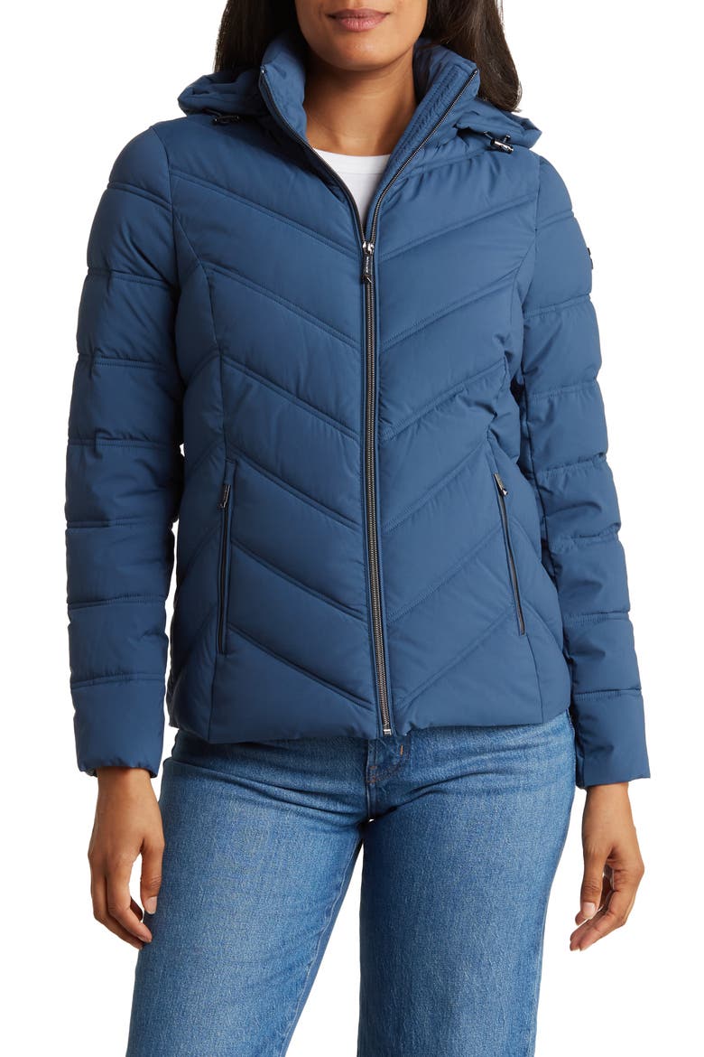 Hooded Puffer Jacket, Main, color, DANISH BLUE