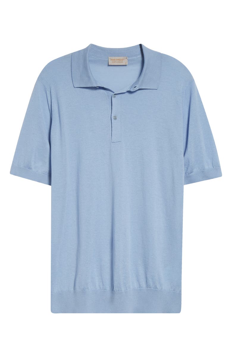 John Smedley Elias Sea Island Cotton & Cashmere Polo Sweater, Alternate, color, Clear Blue